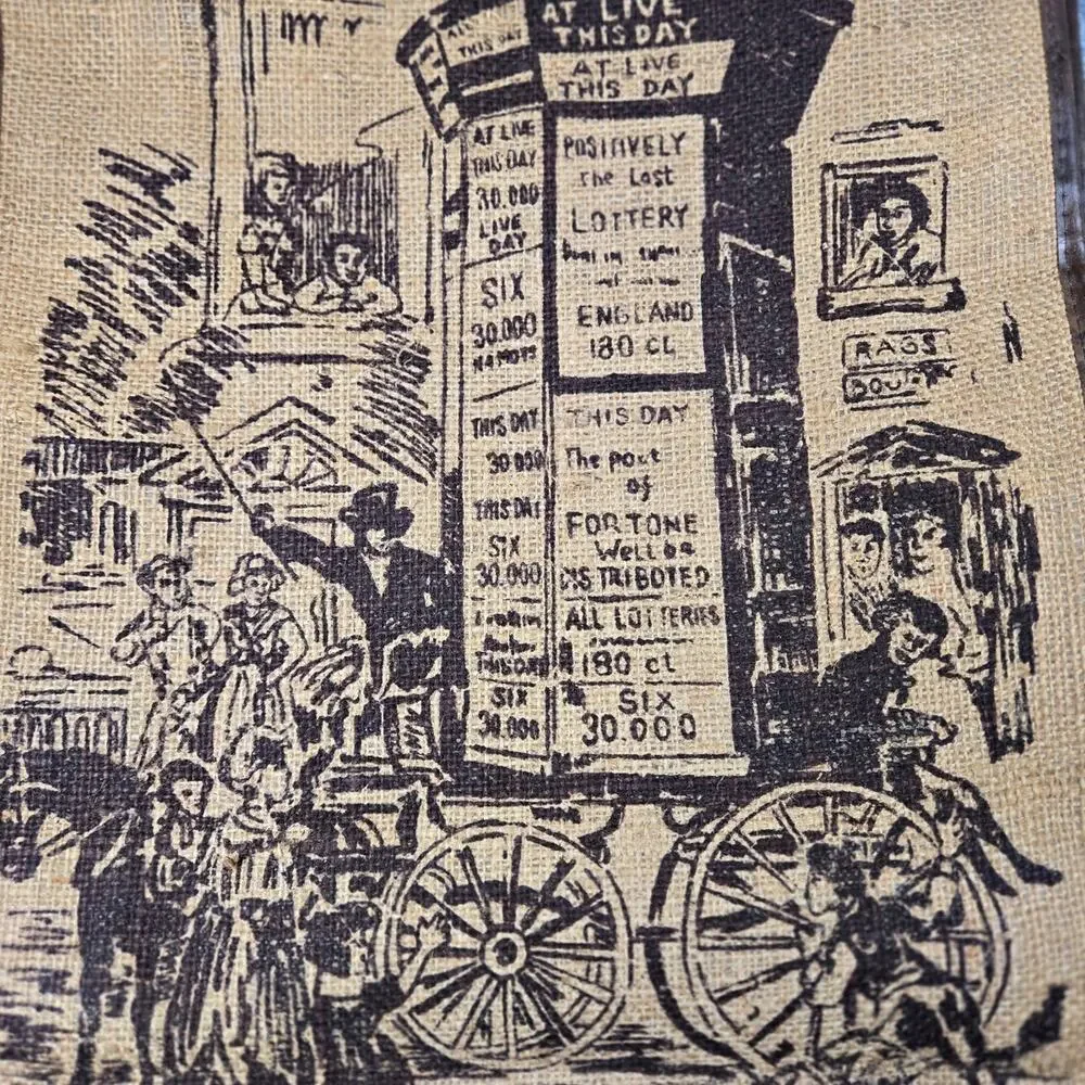 Vintage Graphic Jute Tote Bag Victorian‎ Illustration